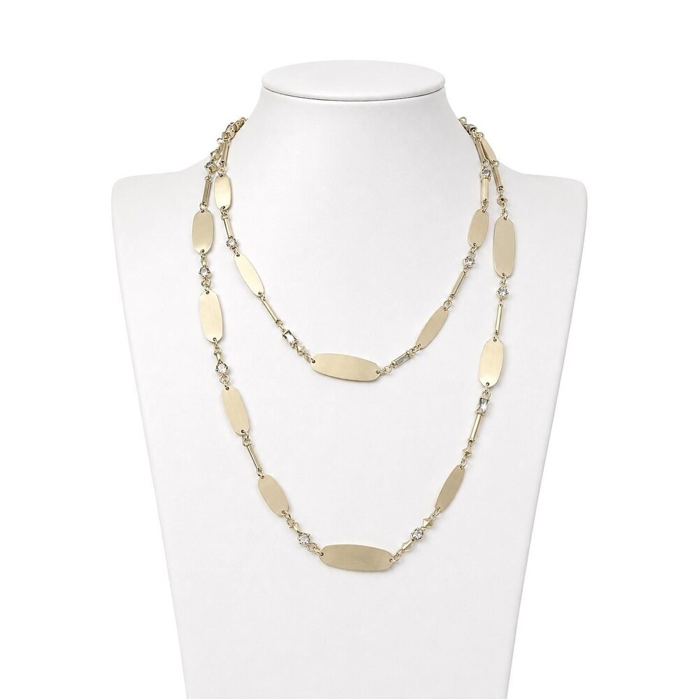 Kendra Scott Claret Long Gold Tone Station Necklace Crystal Accent Wrap Necklace